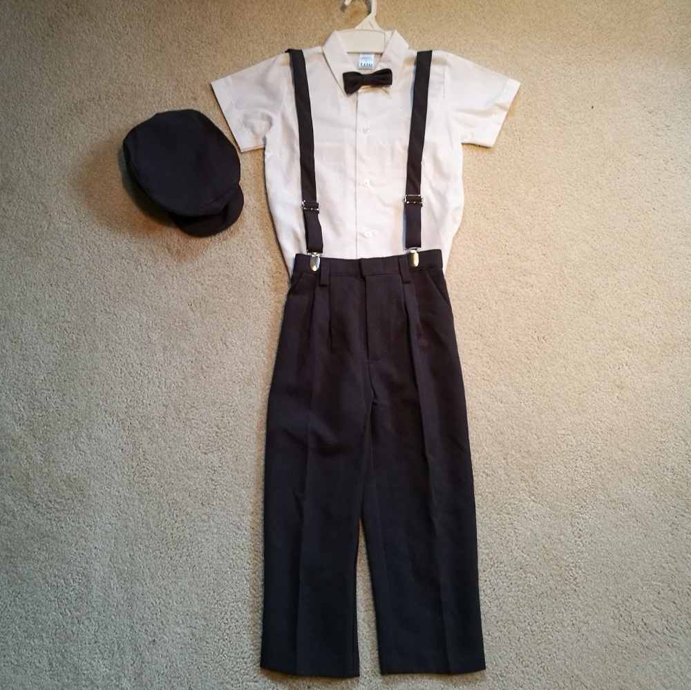 Lito boys 5T suspender, hat, pants shirt dress set
